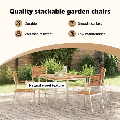 Garden Chair 4 pcs Solid Teak Wood and Stainless Steel