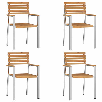 Garden Chair 4 pcs Solid Teak Wood and Stainless Steel