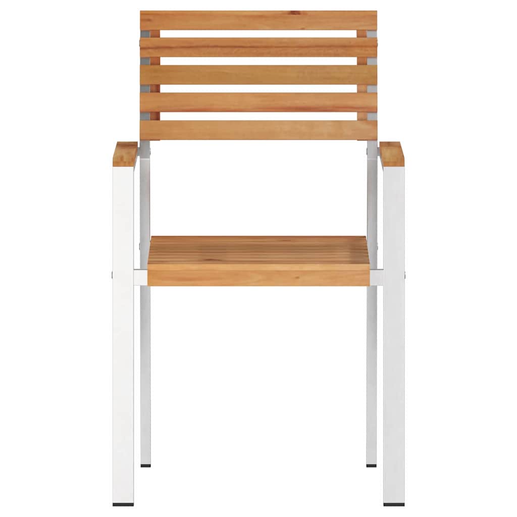 Garden Chair 4 pcs Solid Teak Wood and Stainless Steel
