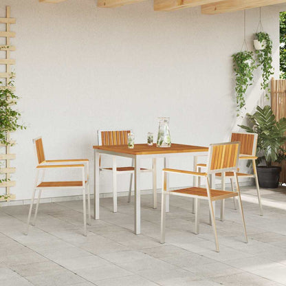 Garden Chair 4 pcs Solid Acacia Wood and Stainless Steel
