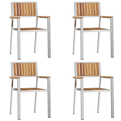 Garden Chair 4 pcs Solid Acacia Wood and Stainless Steel