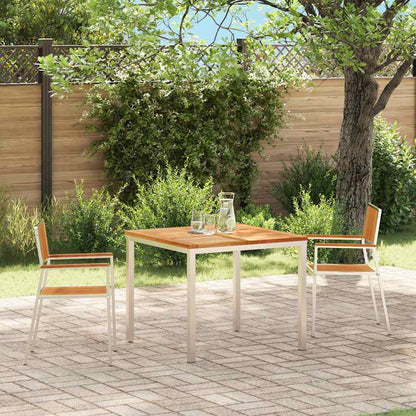 Garden Chair 2 pcs Solid Teak Wood and Stainless Steel