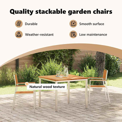 Garden Chair 2 pcs Solid Teak Wood and Stainless Steel