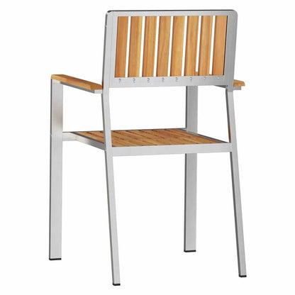 Garden Chair 2 pcs Solid Teak Wood and Stainless Steel
