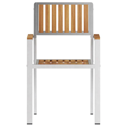 Garden Chair 2 pcs Solid Teak Wood and Stainless Steel