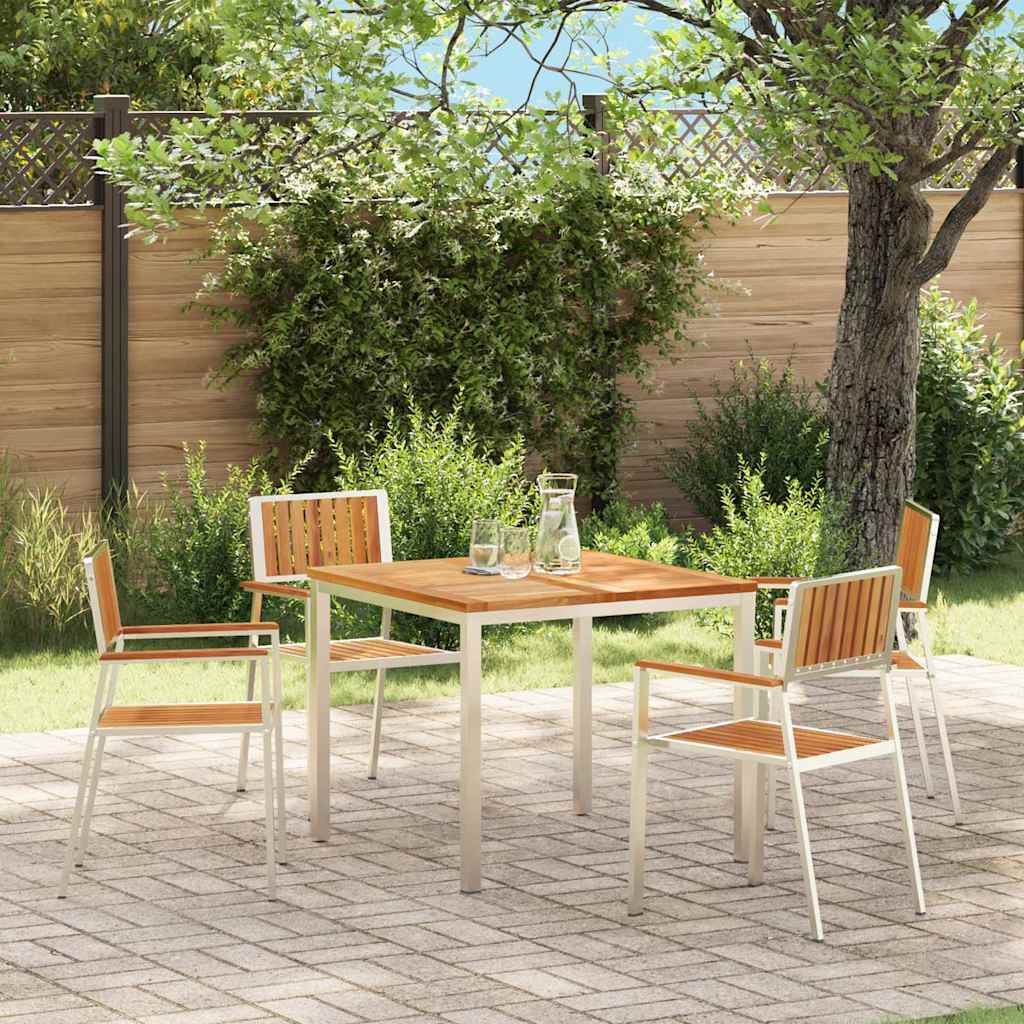 Garden Chair 4 pcs Solid Teak Wood and Stainless Steel