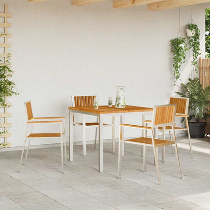 Garden Chair 4 pcs Solid Teak Wood and Stainless Steel