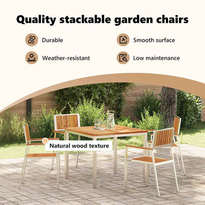 Garden Chair 4 pcs Solid Teak Wood and Stainless Steel