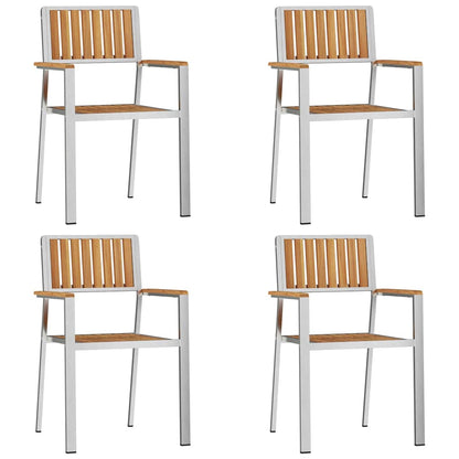 Garden Chair 4 pcs Solid Teak Wood and Stainless Steel