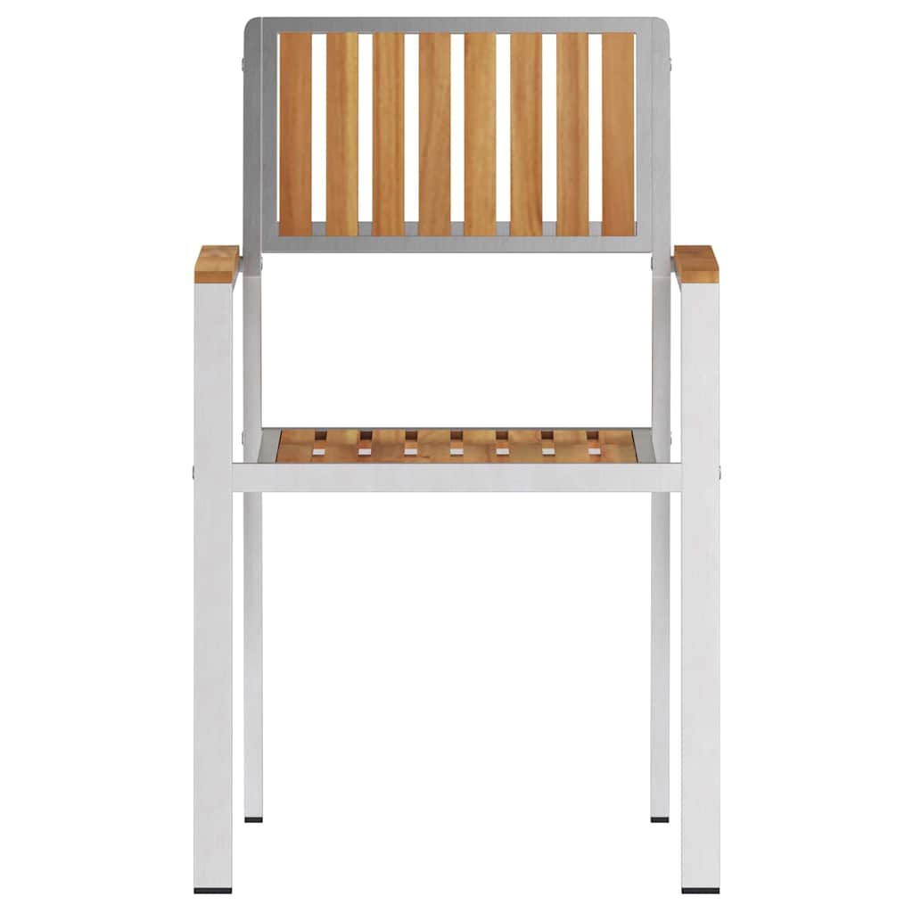 Garden Chair 4 pcs Solid Teak Wood and Stainless Steel
