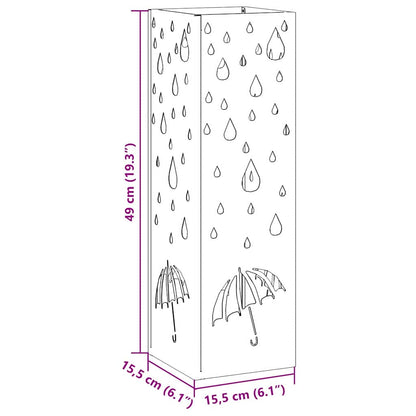 Umbrella Stand with Storage Black 15.5 x 15.5 x 49 cm Metal