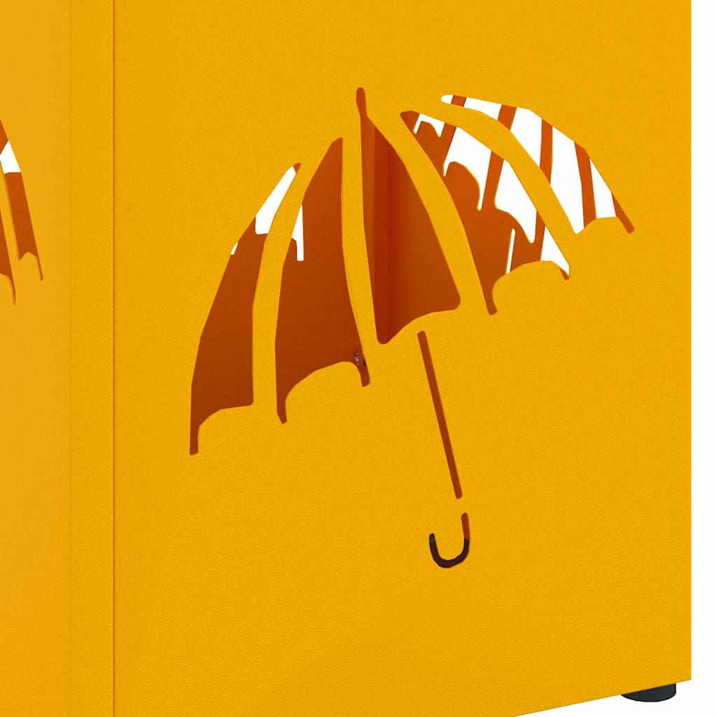 Umbrella Stand with Storage Mustard 15.5 x 15.5 x 49 cm Metal