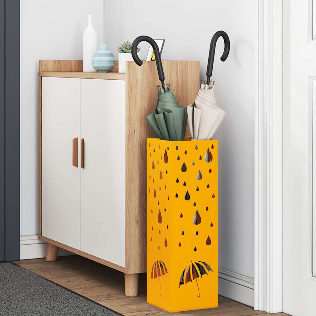 Umbrella Stand with Storage Mustard 15.5 x 15.5 x 49 cm Metal