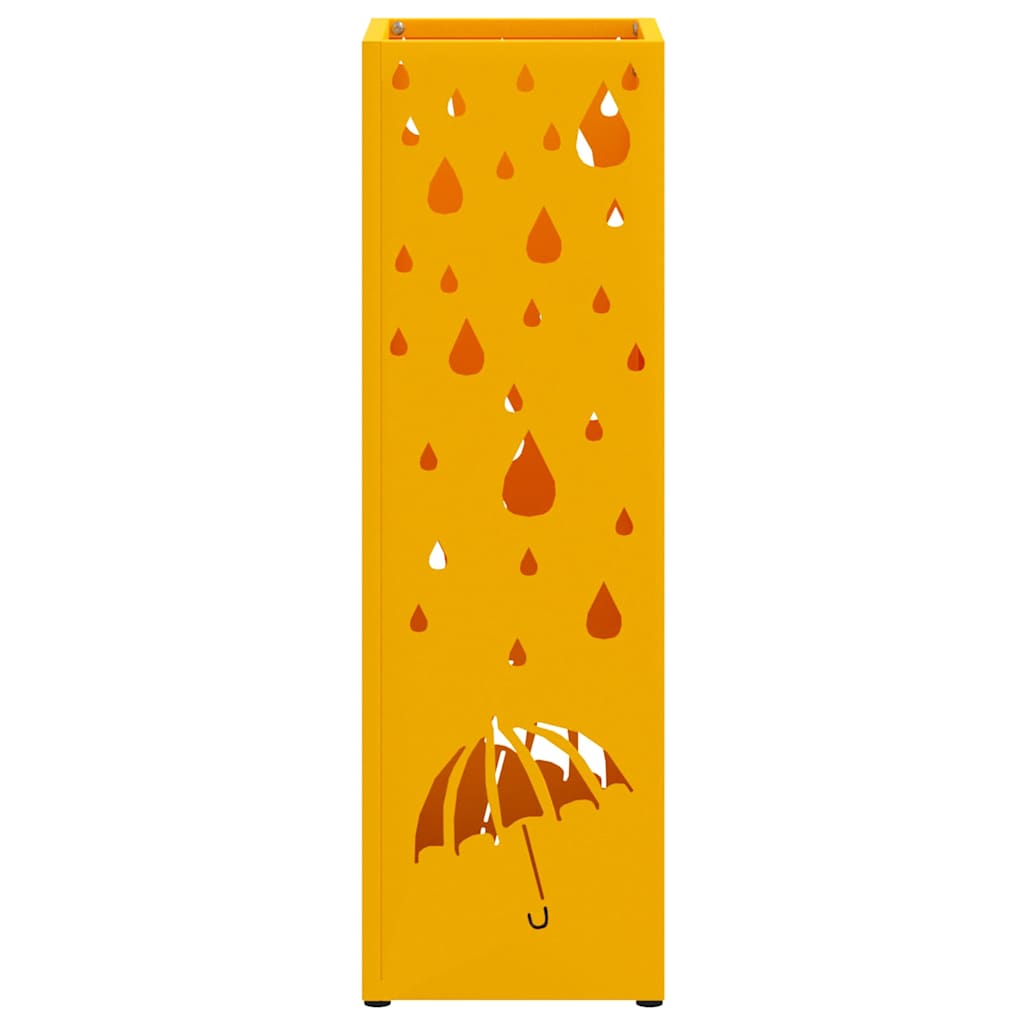 Umbrella Stand with Storage Mustard 15.5 x 15.5 x 49 cm Metal