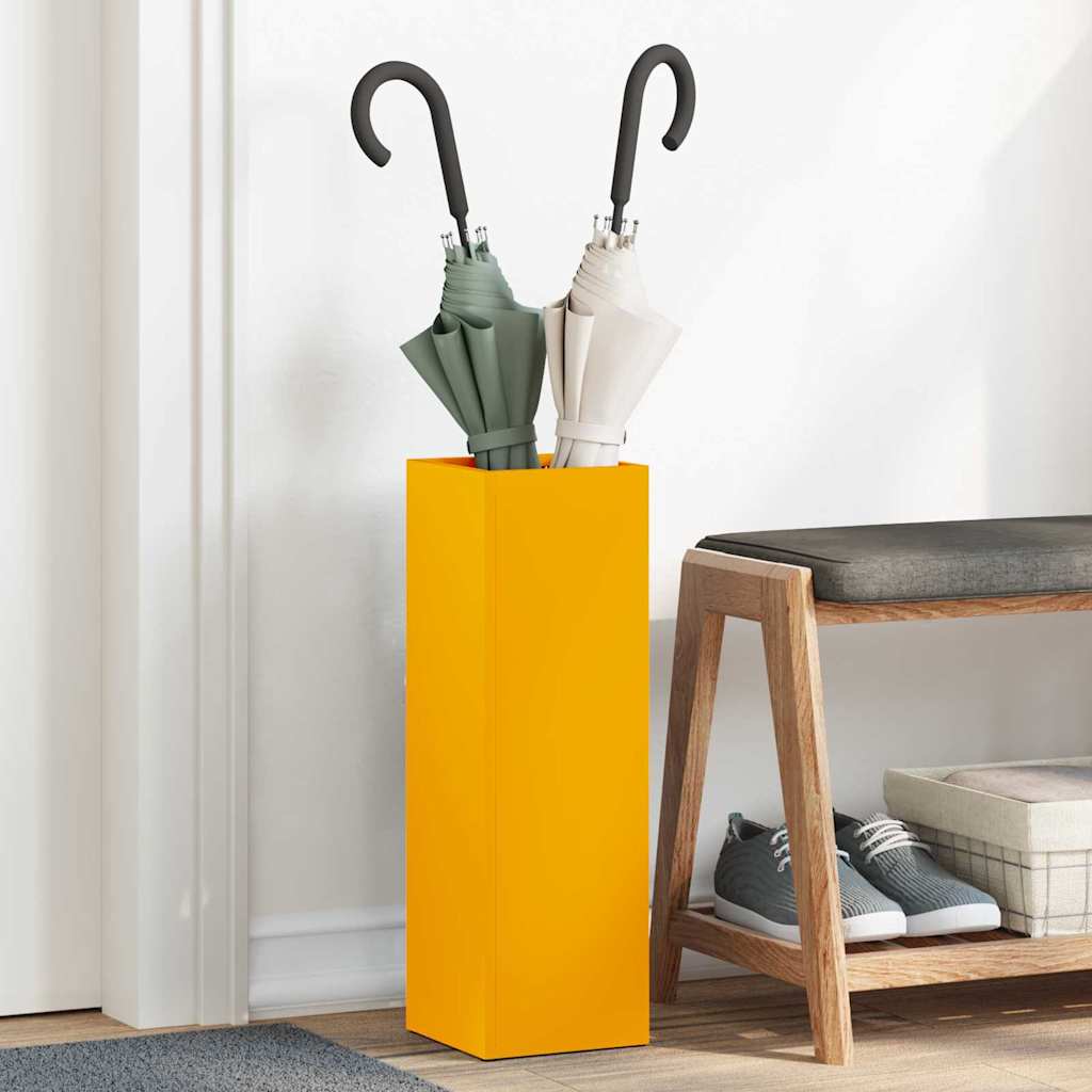 Umbrella Stand with Storage Mustard 15.5 x 15.5 x 49 cm Metal