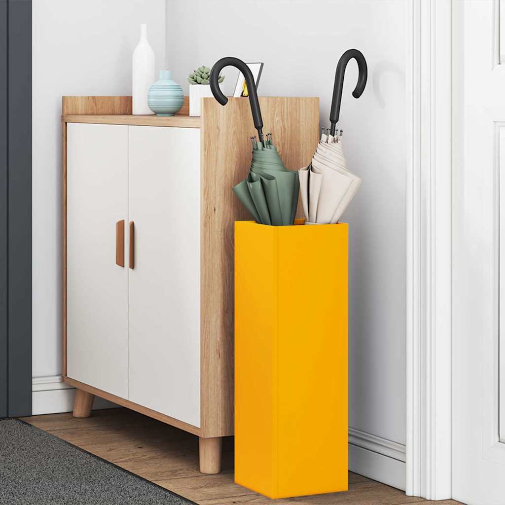 Umbrella Stand with Storage Mustard 15.5 x 15.5 x 49 cm Metal