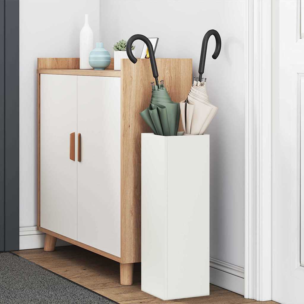 Umbrella Stand with Storage White 15.5 x 15.5 x 49 cm Metal
