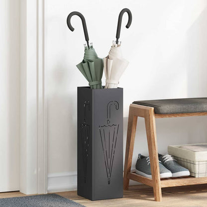 Umbrella Stand with Storage Black 15.5 x 15.5 x 49 cm Metal