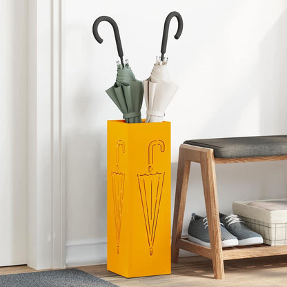 Umbrella Stand with Storage Mustard 15.5 x 15.5 x 49 cm Metal