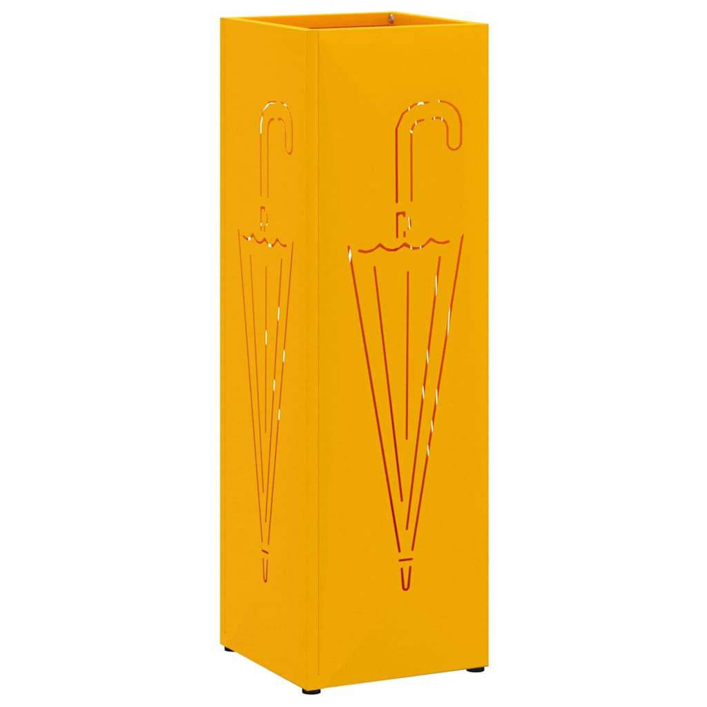 Umbrella Stand with Storage Mustard 15.5 x 15.5 x 49 cm Metal