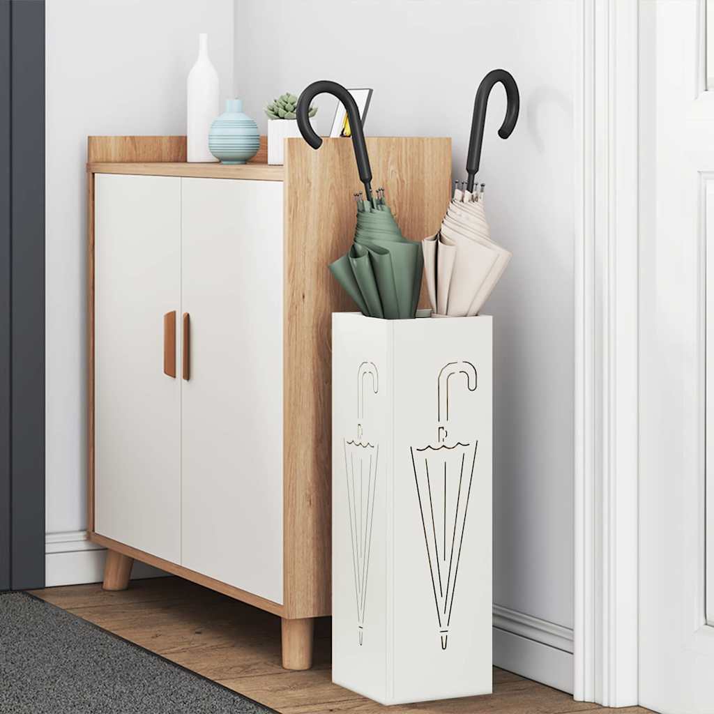 Umbrella Stand with Storage White 15.5 x 15.5 x 49 cm Metal