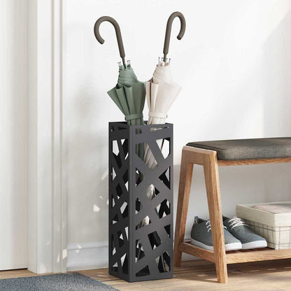 Umbrella Stand with Storage Black 15.5 x 15.5 x 49 cm Metal