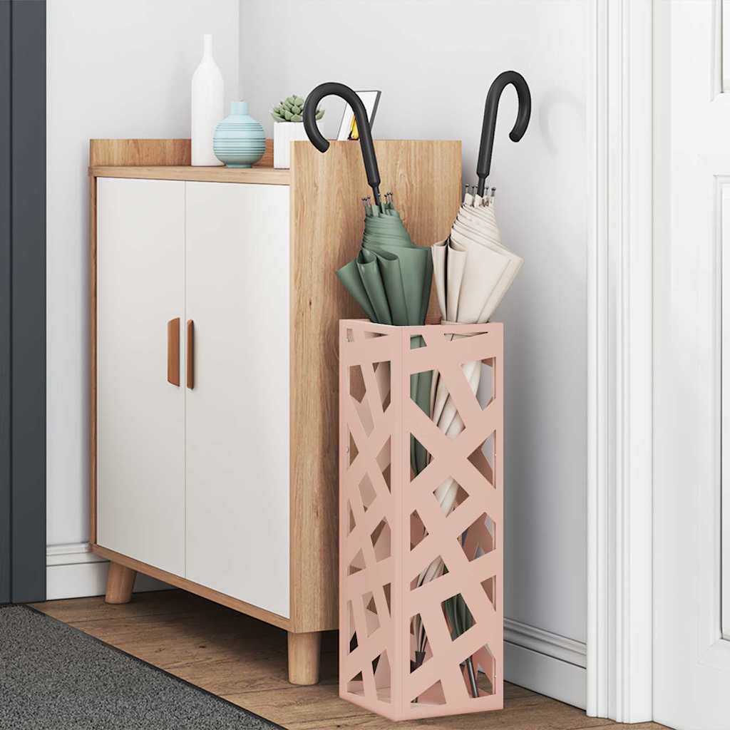 Umbrella Stand with Storage Pink 15.5 x 15.5 x 49 cm Metal