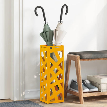 Umbrella Stand with Storage Mustard 15.5 x 15.5 x 49 cm Metal