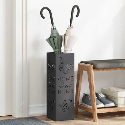 Umbrella Stand with Storage Black 15.5 x 15.5 x 49 cm Metal