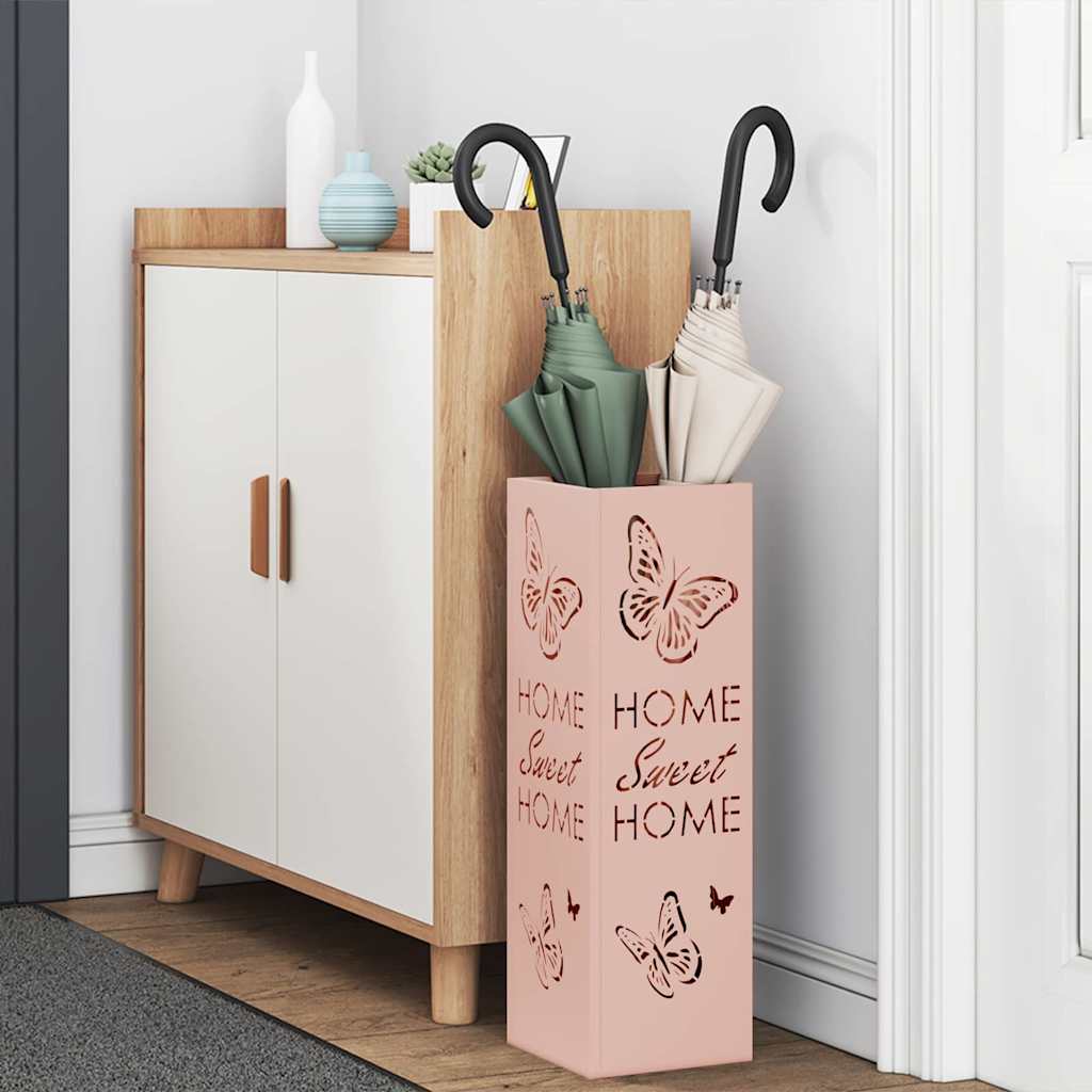 Umbrella Stand with Storage Pink 15.5 x 15.5 x 49 cm Metal