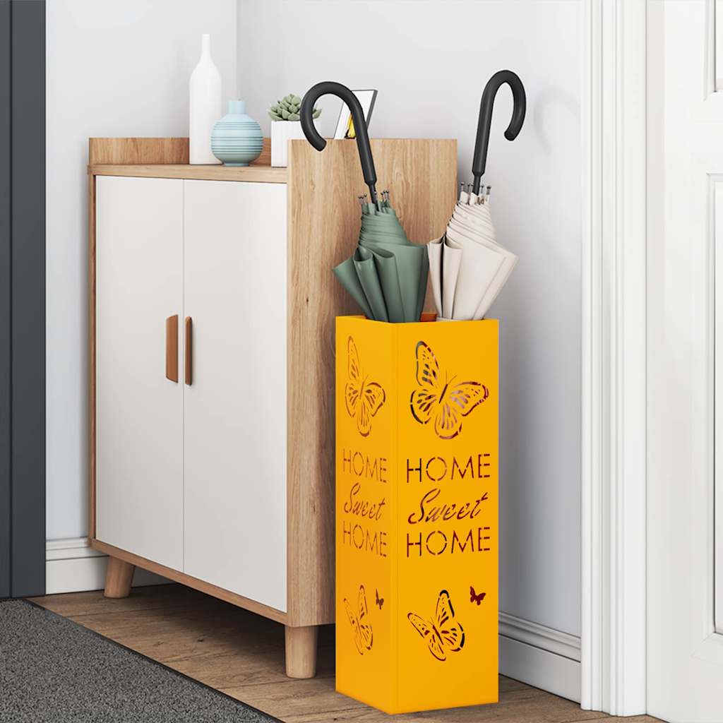 Umbrella Stand with Storage Mustard 15.5 x 15.5 x 49 cm Metal