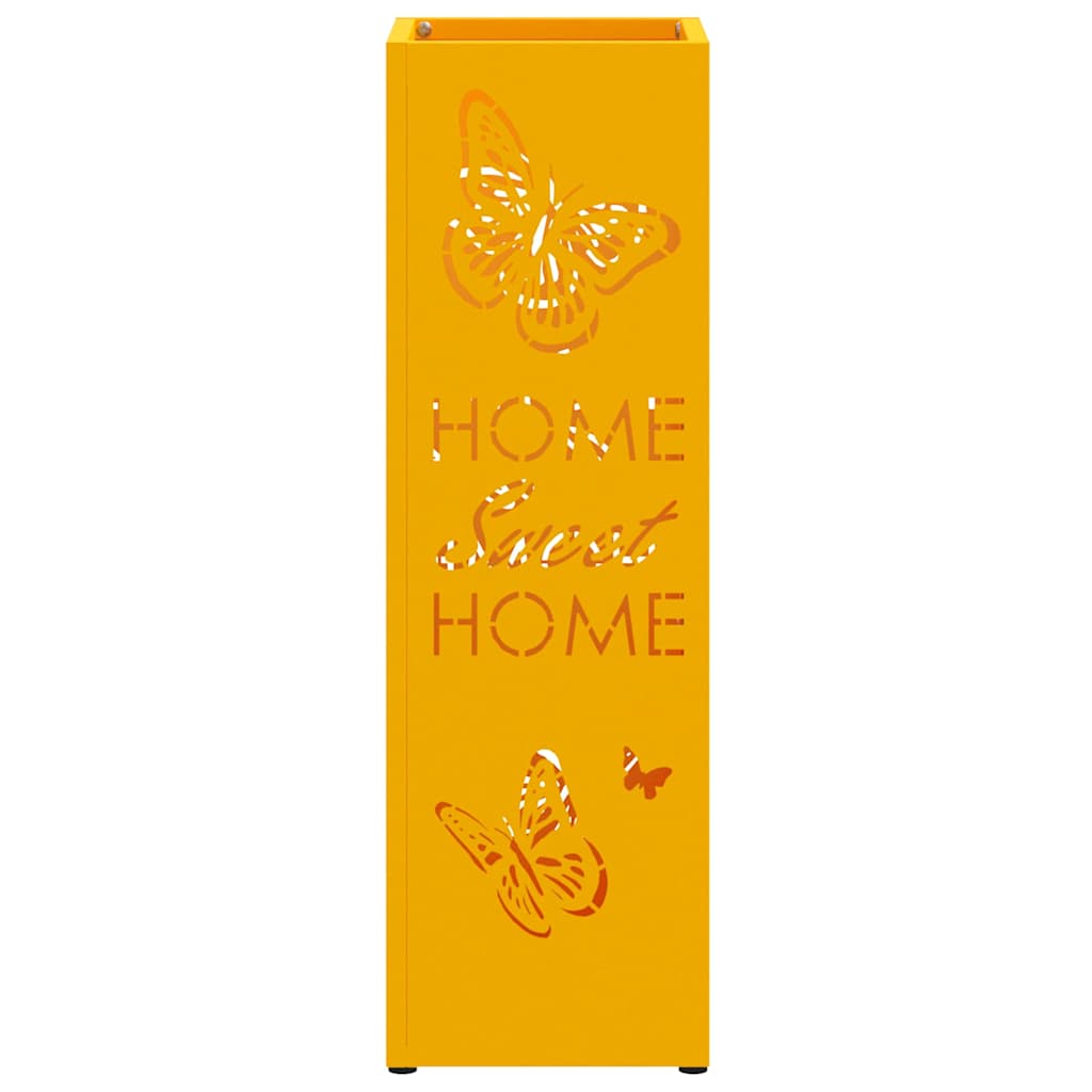 Umbrella Stand with Storage Mustard 15.5 x 15.5 x 49 cm Metal