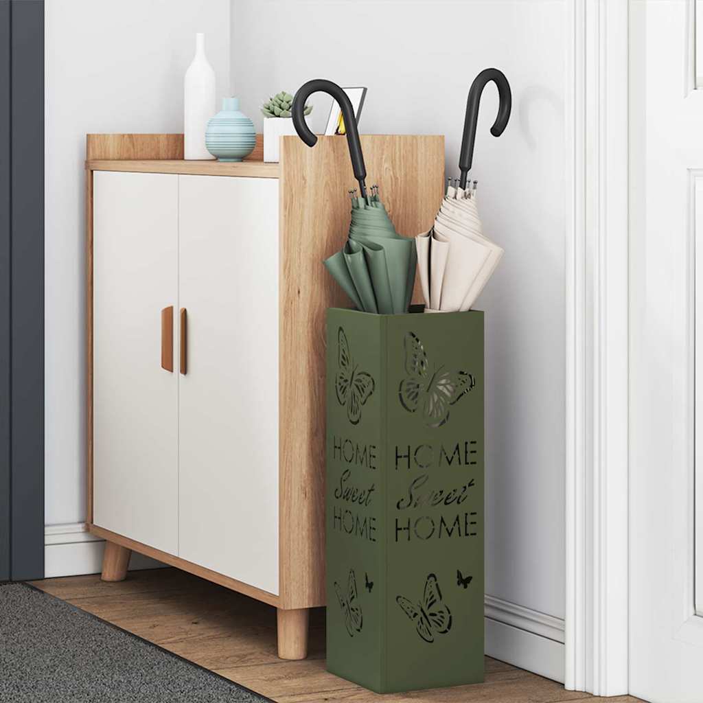 Umbrella Stand with Storage Olive 15.5 x 15.5 x 49 cm Metal