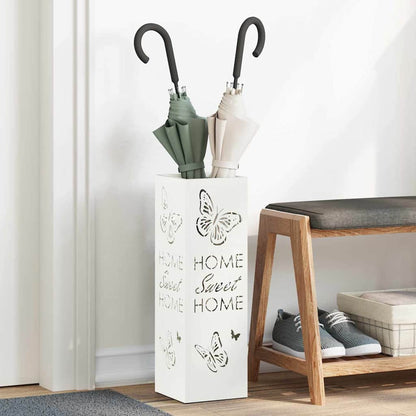 Umbrella Stand with Storage White 15.5 x 15.5 x 49 cm Metal