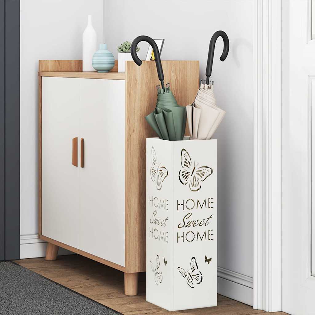 Umbrella Stand with Storage White 15.5 x 15.5 x 49 cm Metal