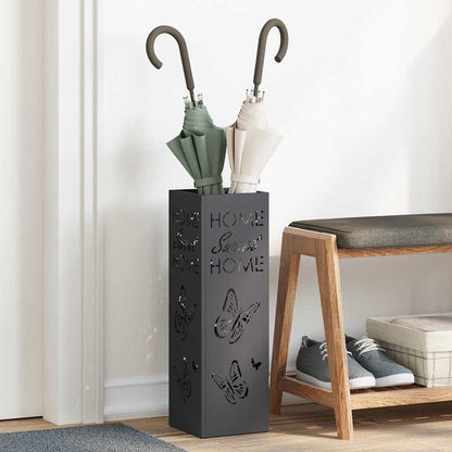 Umbrella Stand with Storage Black 15.5 x 15.5 x 49 cm Metal