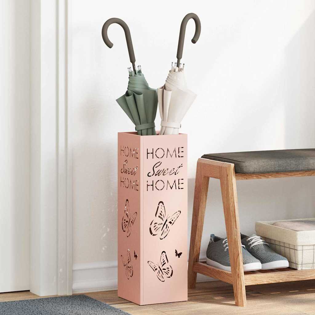 Umbrella Stand with Storage Pink 15.5 x 15.5 x 49 cm Metal