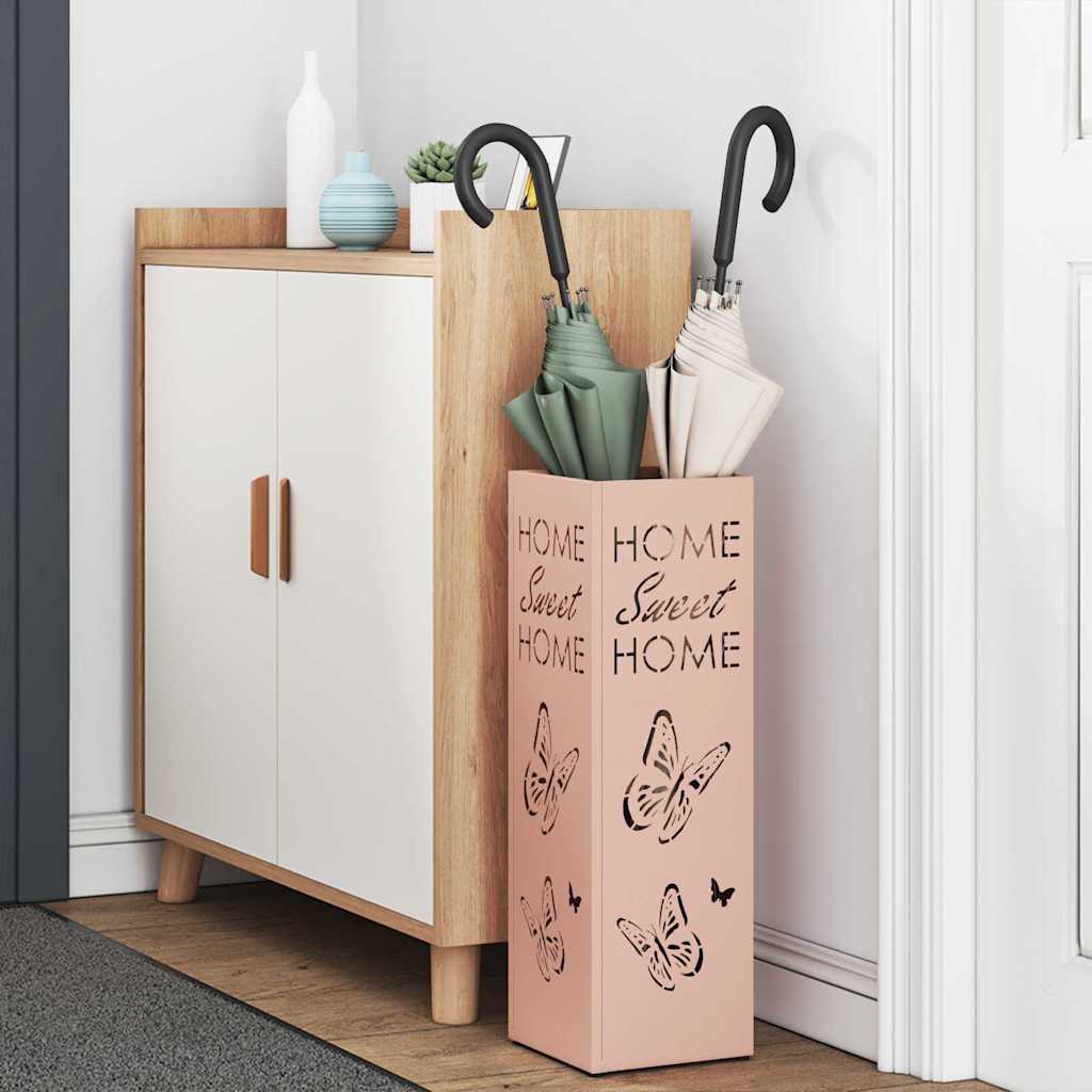 Umbrella Stand with Storage Pink 15.5 x 15.5 x 49 cm Metal