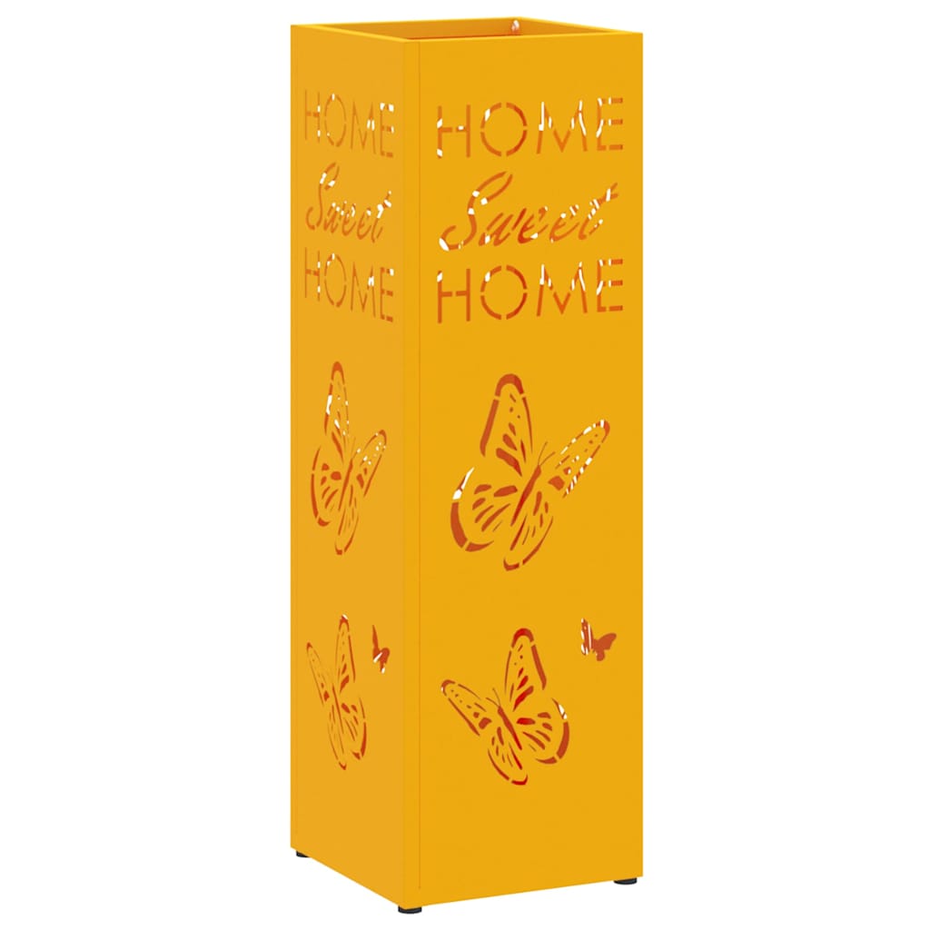 Umbrella Stand with Storage Mustard 15.5 x 15.5 x 49 cm Metal