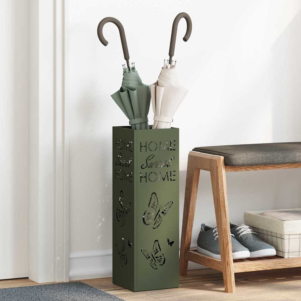 Umbrella Stand with Storage Olive 15.5 x 15.5 x 49 cm Metal
