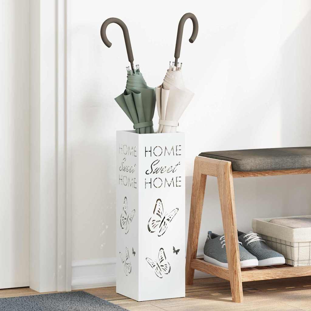 Umbrella Stand with Storage White 15.5 x 15.5 x 49 cm Metal