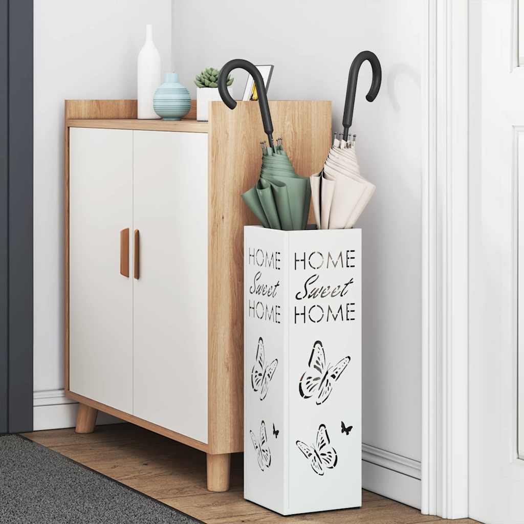 Umbrella Stand with Storage White 15.5 x 15.5 x 49 cm Metal