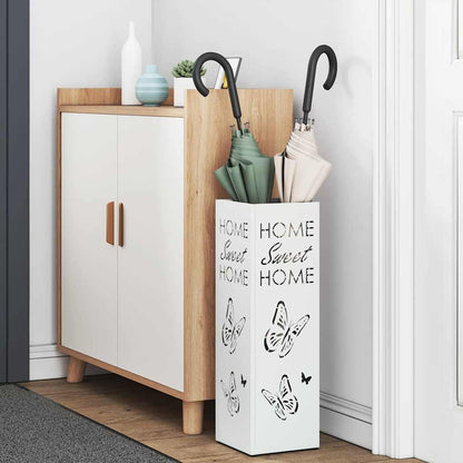 Umbrella Stand with Storage White 15.5 x 15.5 x 49 cm Metal