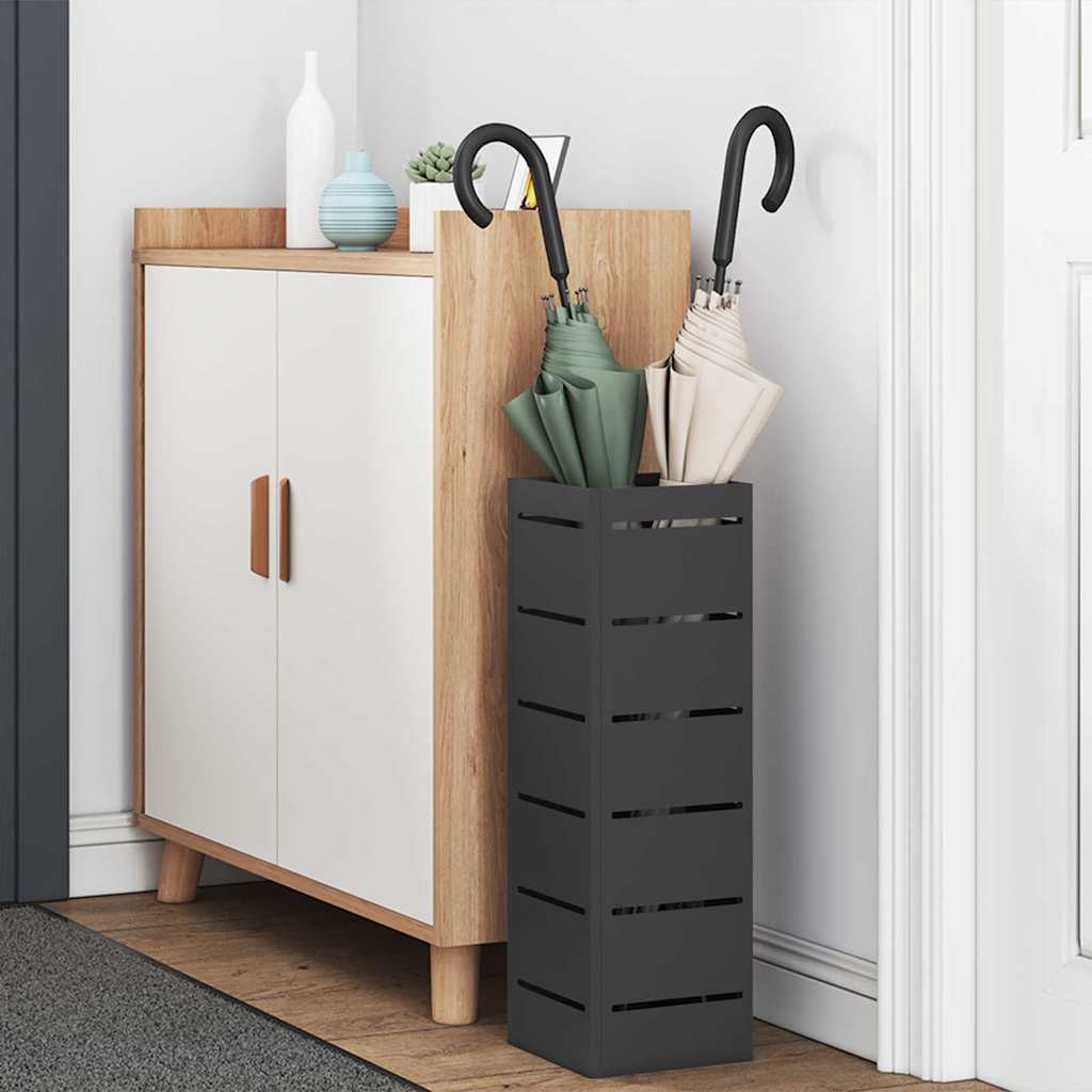 Umbrella Stand with Storage Black 15.5 x 15.5 x 49 cm Metal