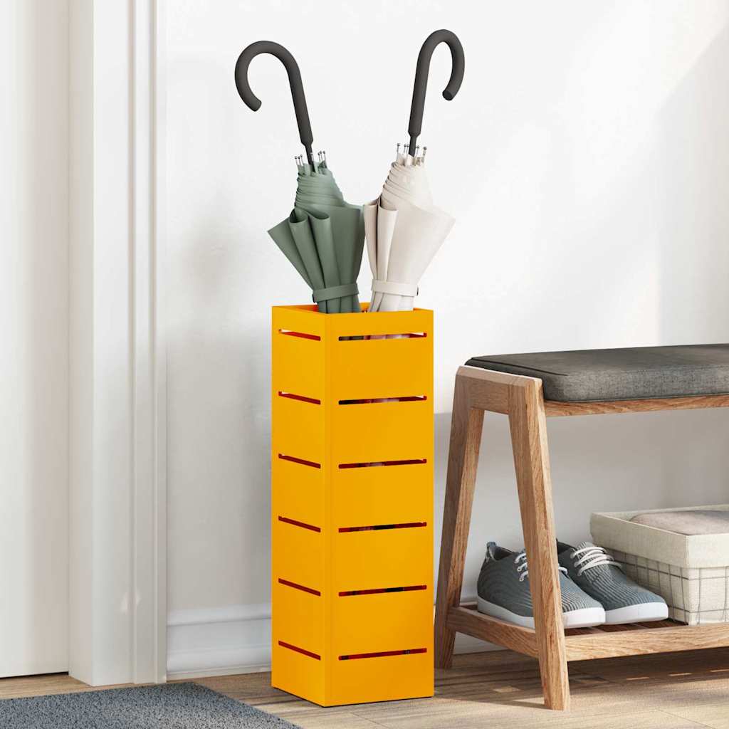 Umbrella Stand with Storage Mustard 15.5 x 15.5 x 49 cm Metal