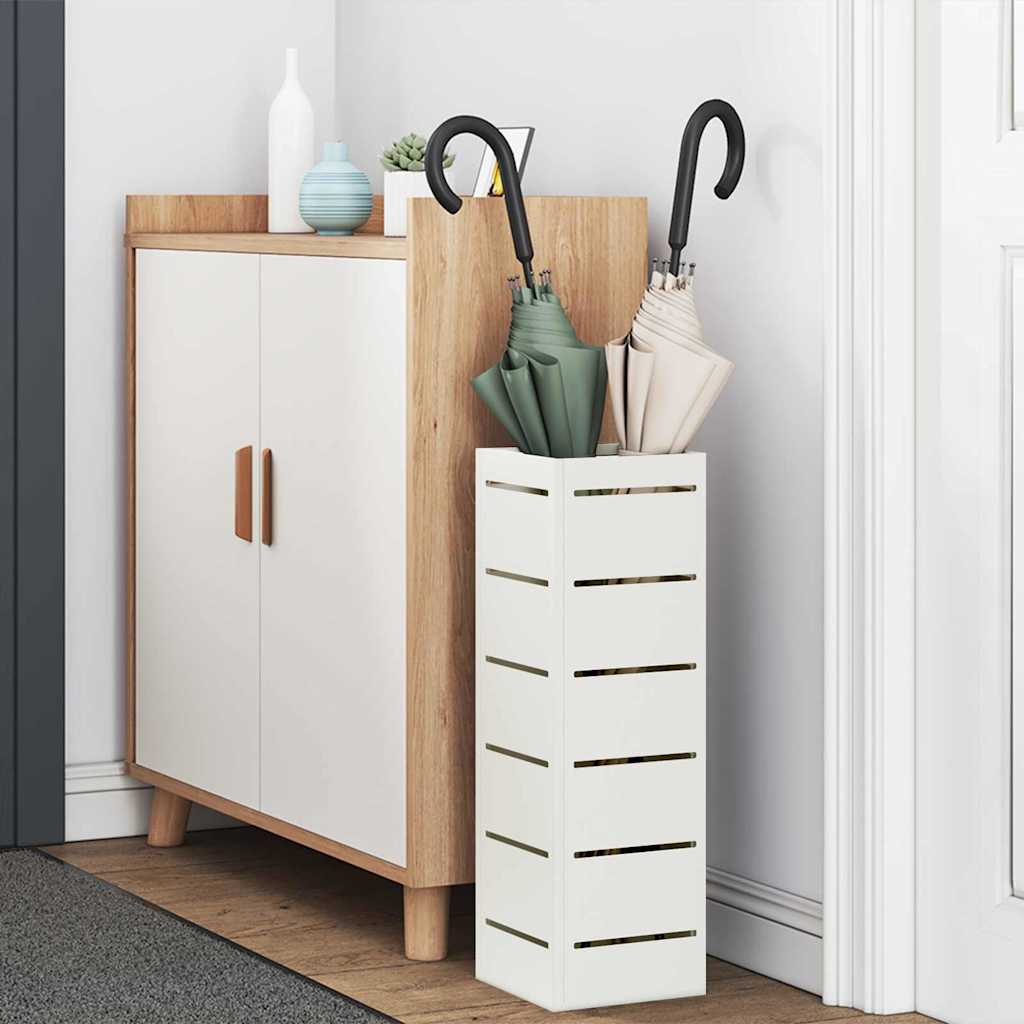 Umbrella Stand with Storage White 15.5 x 15.5 x 49 cm Steel