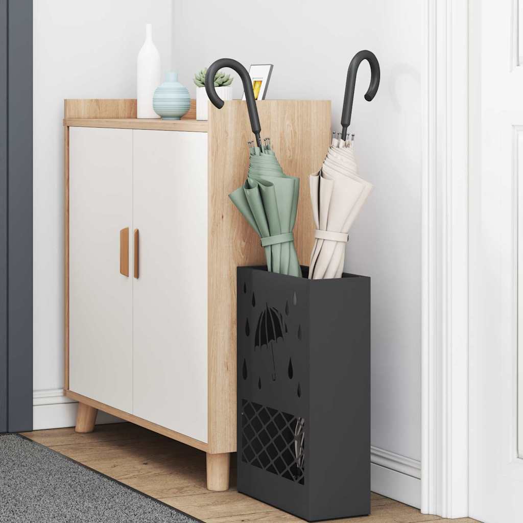 Umbrella Stand Black 28 x 12 x 41 cm Steel