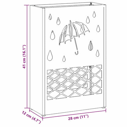 Umbrella Stand Black 28 x 12 x 41 cm Steel