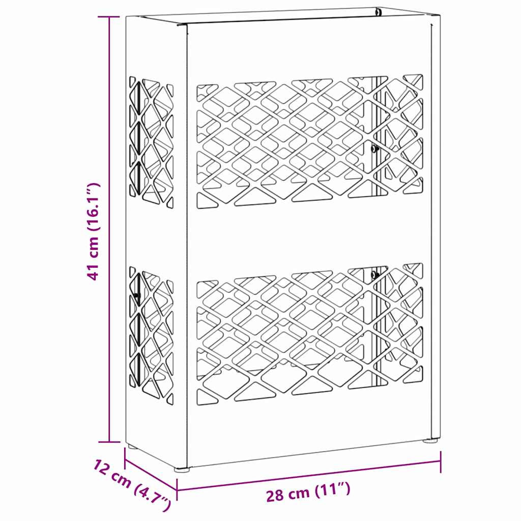 Umbrella Stand Black 28 x 12 x 41 cm Steel
