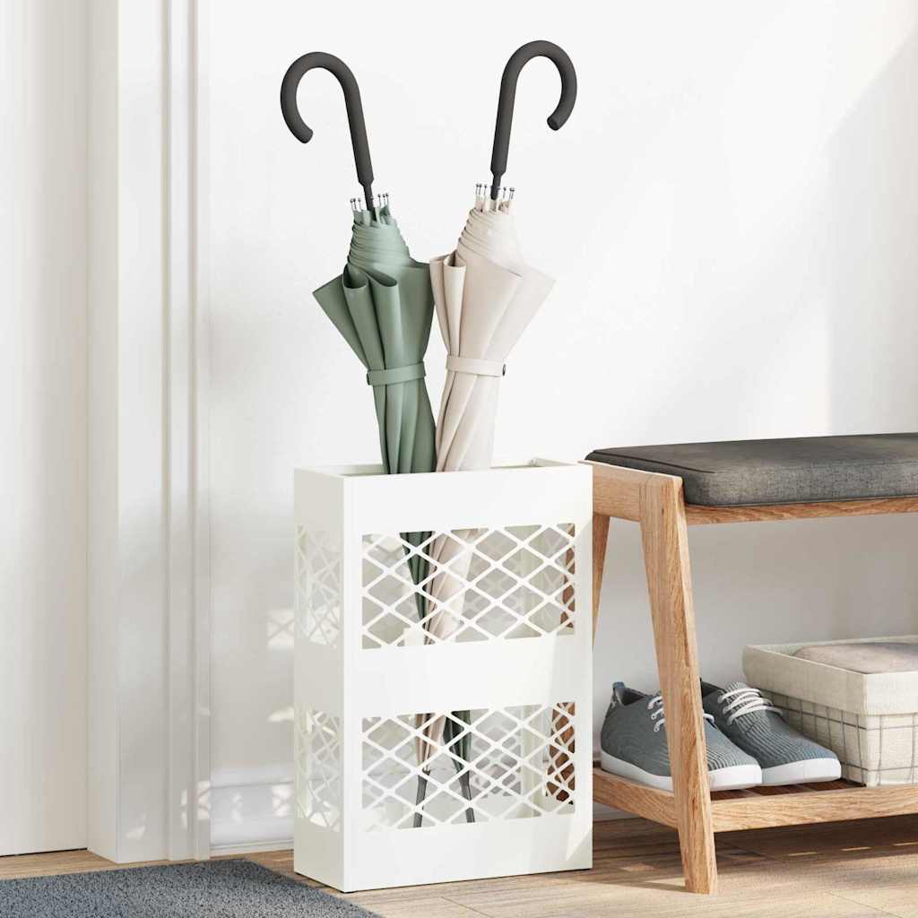 Umbrella Stand White 28 x 12 x 41 cm Steel